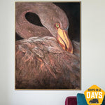 cisne pintura acrílica grande pájaro pintura al óleo sobre lienzo arte moderno arte contemporáneo lienzo moderno sobre la chimenea sala de estar | FLAMINGO 40"x30"