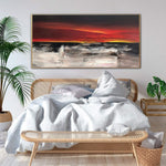 Lienzo de pintura de paisaje abstracto arte de pared colorido arte rojo pintura personalizada 40x60 arte puesta de sol pintura encima de la decoración de la cama | SUNSET ABOVE FIELD