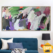 Pinturas coloridas abstractas originales grandes sin estirar sobre lienzo Pintura al óleo texturizada de bellas artes vívidas modernas | RARE SPECIMEN 37.79x78.74"