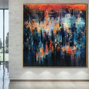 Pinturas grandes Ciudad de la noche Pintura abstracta original Arte de la pared Pintura abstracta sobre lienzo Arte texturizado original Arte de la pared de la sala de estar | NIGHT CITY