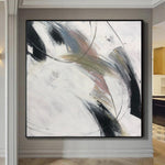 Pinturas minimalistas abstractas sobre lienzo Arte original en colores beige, blanco y negro Pintura gigante en tamaño personalizado | OVERCAST SKY