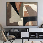 Gran pintura marrón original sobre lienzo Beige abstracto Bellas Artes Acrílico moderno Pintura al óleo Textura Arte de la pared | CORRELATION