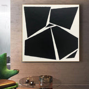 Pintura abstracta Original, arte de pared geométrico moderno, pintura al óleo minimalista, pintura en blanco y negro, arte de pared texturizado para sala de estar | BROKEN GLASS