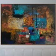Gran pintura abstracta original en colores marrón y azul Obra de arte minimalista hecha a mano Arte de pared moderno | BRONZE ABSTRACTION