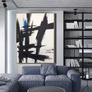 Original Oil Abstract Black And White Painting Textured Wall Art Franz Kline style | THE MIND'S POWER - Trend Gallery Art | Original Abstract Paintings