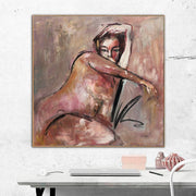 Pintura abstracta de mujer, pinturas postexpresionistas originales sobre lienzo, arte de mujer de Edgar Degas, lienzo de silueta femenina, obra de arte hecha a mano | POSE