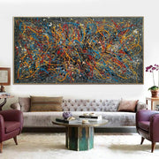 Pinturas de estilo Jackson Pollock en pintura colorida moderna pintura al óleo hecha a mano de bellas artes con textura abstracta | OBLIVION