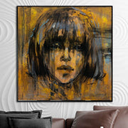 Retrato abstracto pintura lienzo figurativo pared arte mujer cara arte personalizado pintura 32x32 arte gigante pared arte decoración | YOUNG GIRL