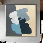 Pintura minimalista abstracta sobre lienzo en colores Beige, azul y blanco, pintura Pastel moderna, arte fino geométrico, decoración de pared con textura | UNKNOWN FORCE
