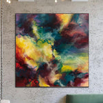 Gran pintura abstracta sobre lienzo en colores brillantes, arte expresionista moderno, pintura vívida, arte pintado a mano | VIVID SKY