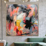 Pinturas coloridas abstractas grandes sobre lienzo Arte de pared vibrante original Pintura al óleo moderna Arte fino texturizado | SATURDAY MORNING