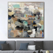 Pintura colorida abstracta original sobre lienzo Textura de bellas artes abstracta moderna Pintura al óleo contemporánea | COLD DAY