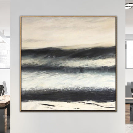 Pintura acrílica sobre lienzo, lienzo abstracto grande Original, pintura al óleo en blanco y negro | STORM WEATHER