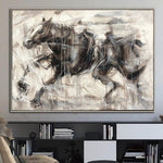 Pintura abstracta de caballo Pintura marrón Pintura grande sobre lienzo Pintura al óleo de caballo Pintura abstracta moderna Obra de arte de caballo | WAY TO FREEDOM