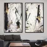 Juego de lienzos de pintura al óleo Juego de arte abstracto de 2 Pintura abstracta en blanco y negro Decoración de oficina Pintura de textura de arte minimalista | POTENTIAL GROWTH