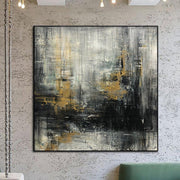 Pinturas expresionistas de arte negro abstracto sobre lienzo pintura al óleo arte de pared moderno hoja de oro bellas artes arte pintado a mano | SCOTOPIC VISION