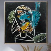 Pintura de cara abstracta Arte figurativo Estilo Picasso Pintura Lienzo negro Arte Mujer abstracta Pintura surrealista Pintura texturizada | PARALLEL REALITY