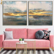 Large Sunset Painting Set of 2 Paintings Seascape Canvas Art Acrylic Sunset Wall Art on Canvas Original Artwork Living Room Wall Decor | EVENING MOOD - Trend Gallery Art | Original Abstract Paintings