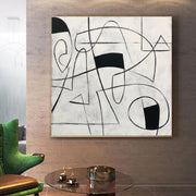 Pintura al óleo en blanco y negro Pintura abstracta Óleo moderno Arte abstracto de la lona Arte de la pared en blanco y negro Pintura abstracta en blanco y negro | PUZZLE