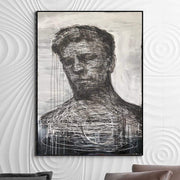 Gran pintura abstracta de hombre gris sobre lienzo Original acrílico humano Bellas Artes pintura al óleo arte de pared contemporáneo | SHADOW