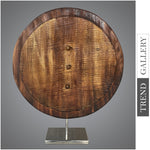 figura de mesa original de arte de escritorio acanalado creativo de escultura de madera redonda abstracta para decoración de habitación | RIBBED DISC 21.6"x17.7"
