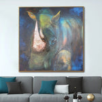 Pinturas de rinocerontes abstractas originales grandes sobre lienzo Pintura al óleo texturizada de arte contemporáneo Pintura creativa moderna | RAW POWER