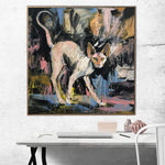 Lienzo de pintura abstracta de gato, arte de pared vibrante, pintura de gato Sphynx, arte moderno de gato Sphynx, arte contemporáneo, decoración colgante de pared | SPHYNX CAT