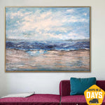 Pintura original del océano sobre lienzo Pintura abstracta Pintura al óleo original Obra de arte grande para la decoración abstracta de la habitación | MARVELOUS OCEAN 17.71"x25.59"