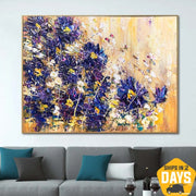 Pintura de flores abstractas grandes sobre lienzo Pintura al óleo acrílica de bellas artes floral texturizada Arte colorido moderno | FLORAL EMOTION 24"x32"