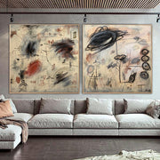 Pintura al óleo abstracta Lienzo Beige Arte de la pared Obra de arte neutral Pintura díptico Arte contemporáneo de la pared Pintura de la Comisión | FUTURE IS COMING