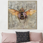 Escarabajo ciervo pintura sobre lienzo Pintura de naturaleza grande Arte de insectos Escarabajo ciervo Obra de arte Impasto Acrílico Arte impresionista Naturaleza Arte de pared | INSECT