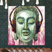 Cara grande pintura retrato pintura Buda auriculares pintura al óleo | INSPIRATIONAL VIBE