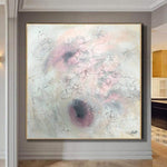 Gran abstracto blanco minimalista pintura acrílico lienzo arte contemporáneo pared arte | MOTHER OF PEARL