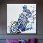 Grandes pinturas originales de motocicletas sobre lienzo Arte de pared abstracto de automovilismo | OBSESSION