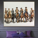 Gran Original Wild West Cowboys Pintura al óleo Caballos Pintura Western Texas Paisaje Lienzo Impasto Pintura American Prairie Art | COWBOY'S WALK
