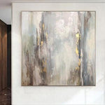 Pintura al óleo abstracta Pintura de gran tamaño Pintura gris Pintura de pan de oro | SPRING THAW