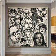Pintura de cara famosa Blanco y negro Personas abstractas Pintura Estilo de vida Arte humano | 
