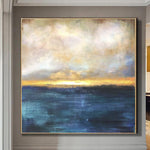 Pintura Original grande sobre lienzo, pintura de océano, pintura de puesta de sol, pintura de paisaje, pintura abstracta azul | SUMMER SUNSET