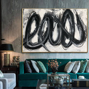 Pintura en espiral abstracta Pinturas en blanco y negro sobre lienzo 30x40 Pintura al óleo Estética Bellas artes Arte moderno Loop Arte de pared para sala de estar | SPIRAL