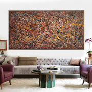 Pinturas de estilo Jackson Pollock sobre pintura al óleo con textura de arte de pared hecho a mano de bellas artes coloridas modernas abstractas | URBAN MADNESS