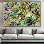 Pintura grande sobre lienzo Pintura al óleo amarilla Arte moderno abstracto Pintura abstracta original sobre lienzo Decoración de pared abstracta | SUMMER VIBE