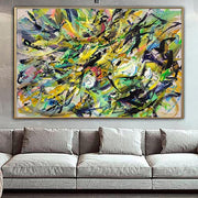 Pintura grande sobre lienzo Pintura al óleo amarilla Arte moderno abstracto Pintura abstracta original sobre lienzo Decoración de pared abstracta | SUMMER VIBE