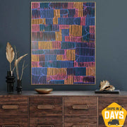 Grandes pinturas acrílicas coloridas sobre lienzo Líneas abstractas originales Arte minimalista Salpicaduras Decoración de pared | EXTREMOS 51.2"x40"