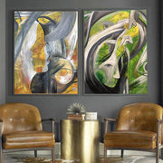 Conjunto de arte abstracto conjunto de 2 grandes arte moderno pintura humana arte figurativo | MOON SOULS