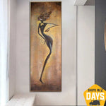 Obras de arte figurativas abstractas originales Pinturas modernas sobre lienzo Pintura marrón creativa Bellas artes texturizadas femeninas | FEMALE STYLE 41.3"x13.7"