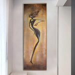 Pinturas al óleo figurativas originales grandes sobre lienzo Pintura abstracta marrón moderna Obra de arte abstracta femenina creativa Arte fino texturizado único | FEMALE STYLE