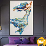 Pintura de empaste de chica bailarina abstracta Original sobre lienzo arte creativo abstracto al óleo obra de arte hecha a mano | WIND DANCE 40"x30"