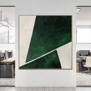 Large Green Abstract Painting Abstract Green Art on Canvas Original Modern Wall Art White and Green Art Geometric Wall Art | GREEN GEOMETRY - Trend Gallery Art | Original Abstract Paintings