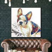 Pintura abstracta de Bulldog Francés Terrier, arte de pared de perro único, obra de arte moderna de perro Bulldog francés, Animal abstracto | EXPECTATIONS