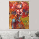 Mujer abstracta Pintura Lienzo Arte de pared rojo Arte figurativo sexy Retrato abstracto Arte Ginger Girl Pintura Arte contemporáneo para chimenea | REDHEAD